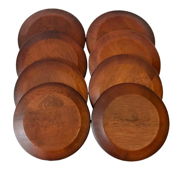SET of 8 - Pier 1 One Medium/ Dark Wood Grain Coasters - Picture 8 of 12